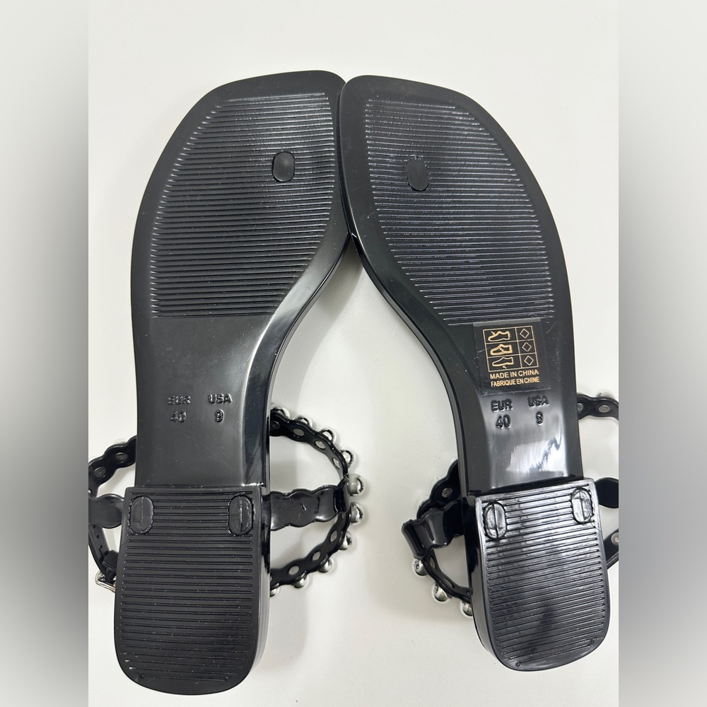 Jeffrey Campbell Plated Embellished Jelly Sandal in black w/silver Sz 9 no box - Picture 7 of 7